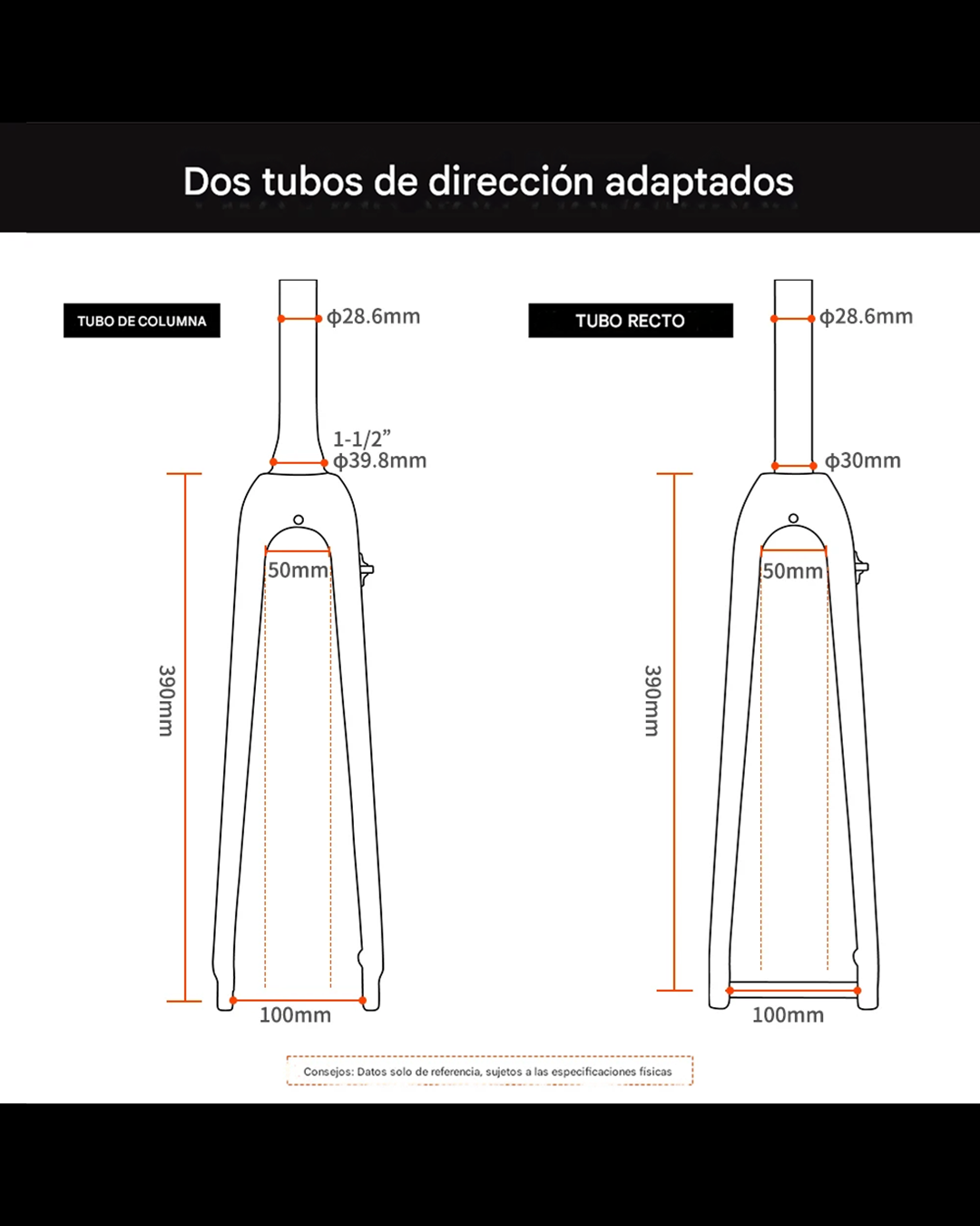 Horquilla Toseek TFK-R20 Carbono Ruta, Freno Disco y Vbrake - Imagen 6