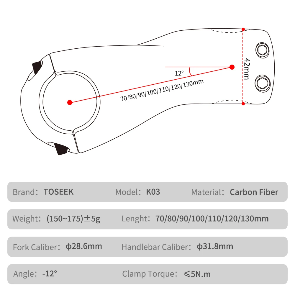 Stem Bicicleta Toseek Carbono K03 MTB - Imagen 9